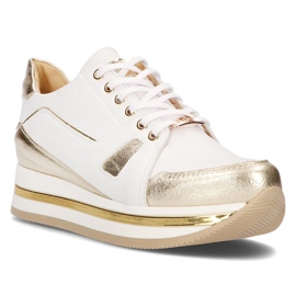 Sneakers in pelle Filippo 092 bianco e oro d'oro