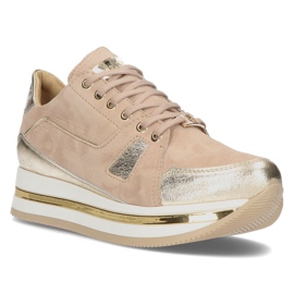 Sneakers in pelle Filippo 092 beige e oro d'oro