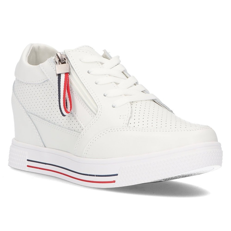Sneakers con zeppa in pelle Filippo DP2350 / 21 Wh bianco bianca