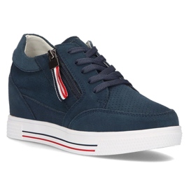 Sneakers con zeppa in pelle Filippo DP2350/21 Nv blu navy