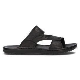 Ciabatte da uomo in pelle Filippo MK2304/21 Bk nere nero