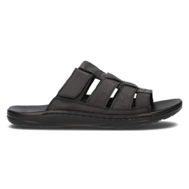 Ciabatte da uomo in pelle Filippo MK2303/21 Bk nere nero