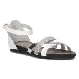 Sandali in pelle Filippo 40225 bianco e argento bianca d'argento