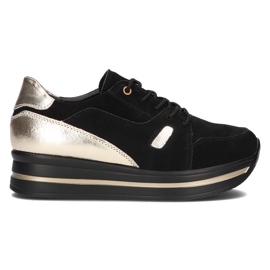 Sneakers in pelle Filippo DP3407/21 Bk Go Black nero d'oro