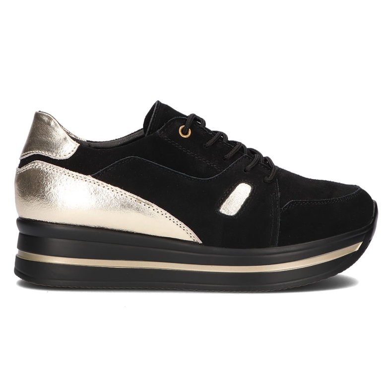 Sneakers in pelle Filippo DP3407/21 Bk Go Black nero d'oro