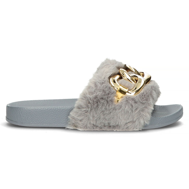 Filippo Ciabatte con catena in pelliccia oro QT300 grigio