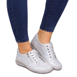 Scarpe in pelle con cerniera, argento Helios W H357C d'argento