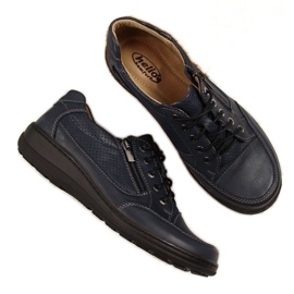 Scarpe in pelle con cerniera Helios W H357D blu navy