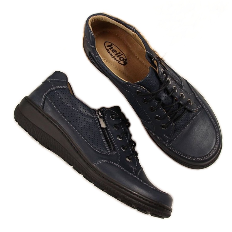 Scarpe in pelle con cerniera Helios W H357D blu navy