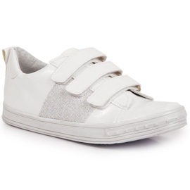 Scarpe da bambina sneakers con velcro bianco Kornecki 6286 bianca