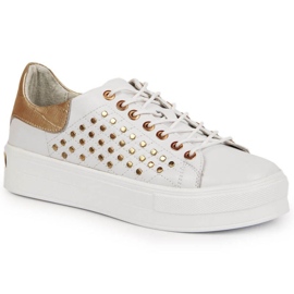 Sneakers in pelle con rivetti platform Filippo W PAW321 bianco