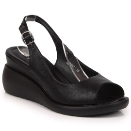 Sandali neri con zeppa Sergio Leone W SK368A nero