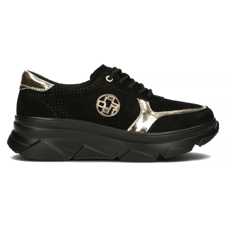 Sneakers in pelle Filippo DP2138/22 Bk Go nere nero d'oro