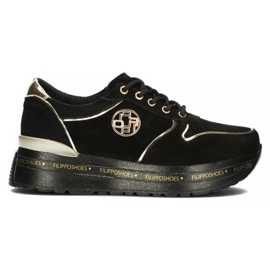 Sneakers in pelle Filippo DP3558/22 Bk nere nero d'oro