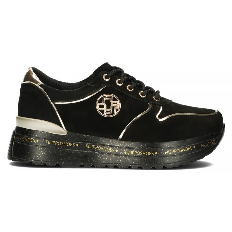 Sneakers in pelle Filippo DP3558/22 Bk nere nero d'oro