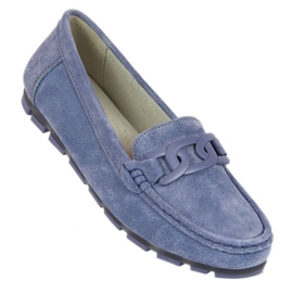Mocassini da donna in pelle blu Filippo