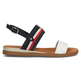 Sandali in pelle Filippo DS3603/22 Wh Nv bianco e blu navy bianca