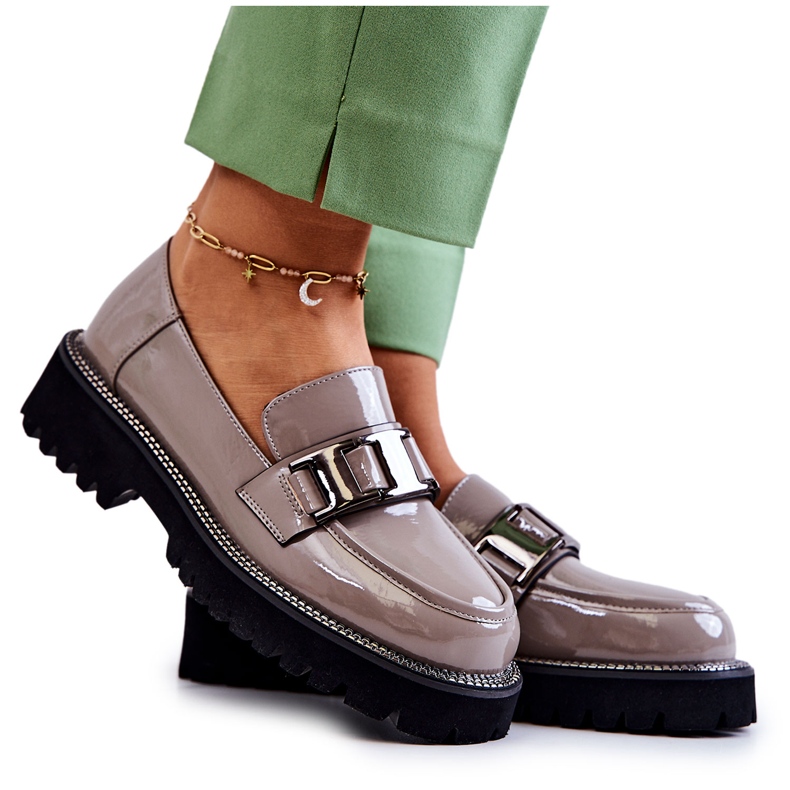 S.Barski Scarpe in Pelle Laccata Grigie Corine grigio