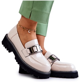 S.Barski Scarpe in Pelle Laccata Corine Beige Chiaro