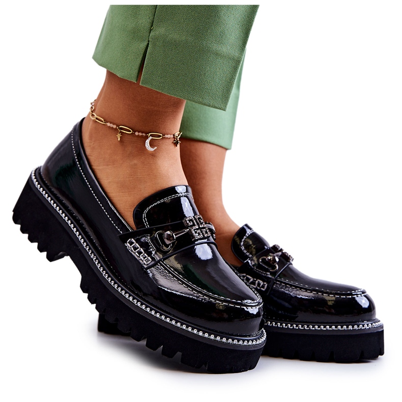 S.Barski Scarpe In Pelle Verniciata Con Decorazione Adison Nera nero