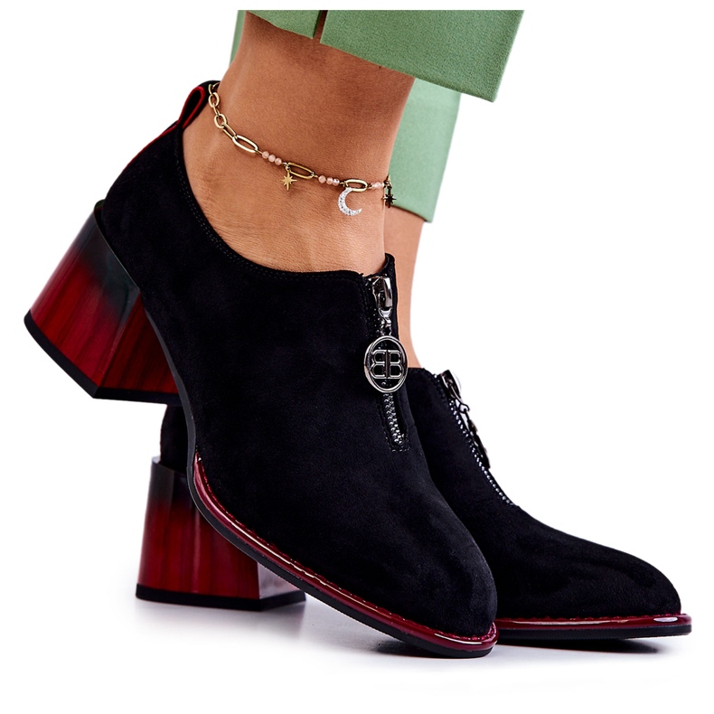 S.Barski Scarpe scamosciate alla moda su un palo Lorena nero e rosso