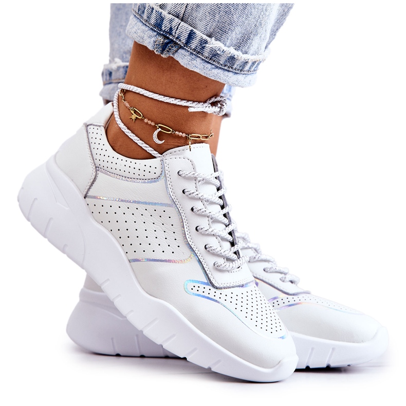 S.Barski Sneakers Classiche da Donna Bianche Carly bianca