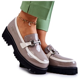 S.Barski Mocassini da donna laccati Beige-Bianco Cassida