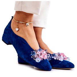 PA2 Eleganti scarpe in camoscio con decorazione McQueen blu navy