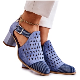 Stivali traforati in pelle da donna Maciejka 04962-06 Blu