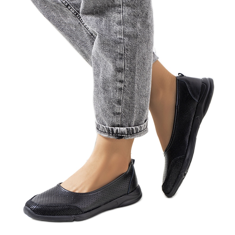 Ballerine Mirjam in pelle nera nero