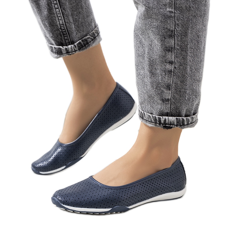 Ballerine Simge in pelle blu navy