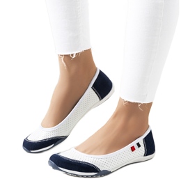 Ballerine Kester in pelle bianca e blu navy