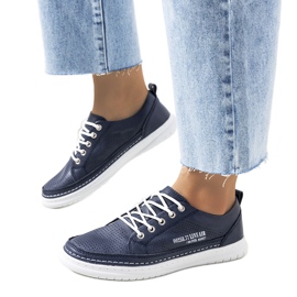 Sneakers Valeska in pelle blu navy