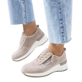 Sneakers Zakiya in pelle beige