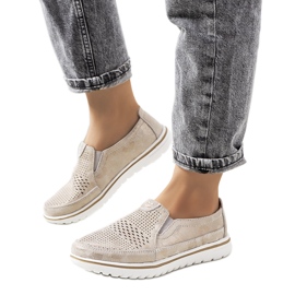 Scarpe Wiggen in pelle beige d'oro