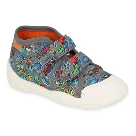 Slifori per bambini di Befado 212P079 grigio con applicazioni colorate