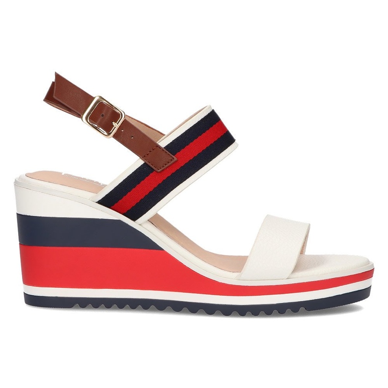 Sandali con zeppa Filippo DS2094/22 Wh Nv bianco bianca rosso blu navy