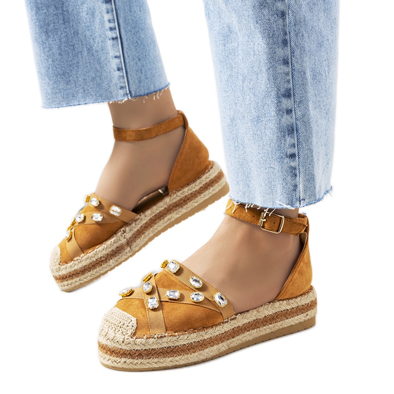 Espadrillas marroni con zirconi Dide marrone