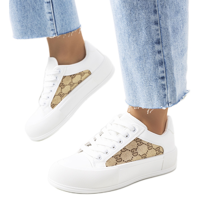 Sneakers bianche e marroni sulla piattaforma Birkett bianca marrone