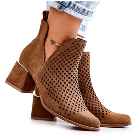 Lewski Shoes Stivali in pelle scamosciata traforati Scarpe Lewski 3165 Camel marrone