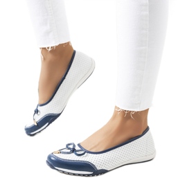 Ballerine Marre in pelle bianca e blu navy