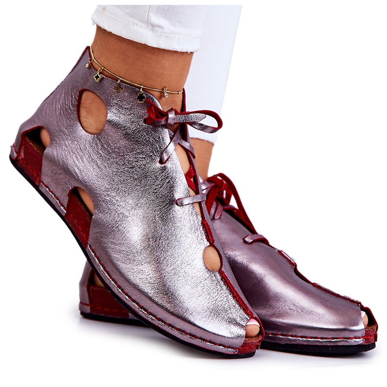 Stivali in pelle leggera Maciejka 03426-20 argento-rosso