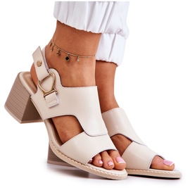 Sandali Tacco Alto In Pelle La.Fi Beige Lerato