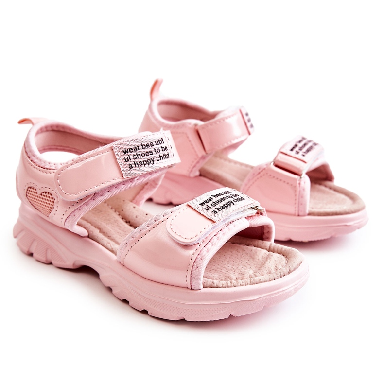 PJ2 Sandali Da Bambino In Pelle Con Velcro Amoss Rosa ['rosa']