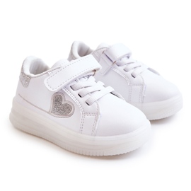 PA1 Scarpe Sportive Bambini In Pelle Con Velcro Baylene Bianco