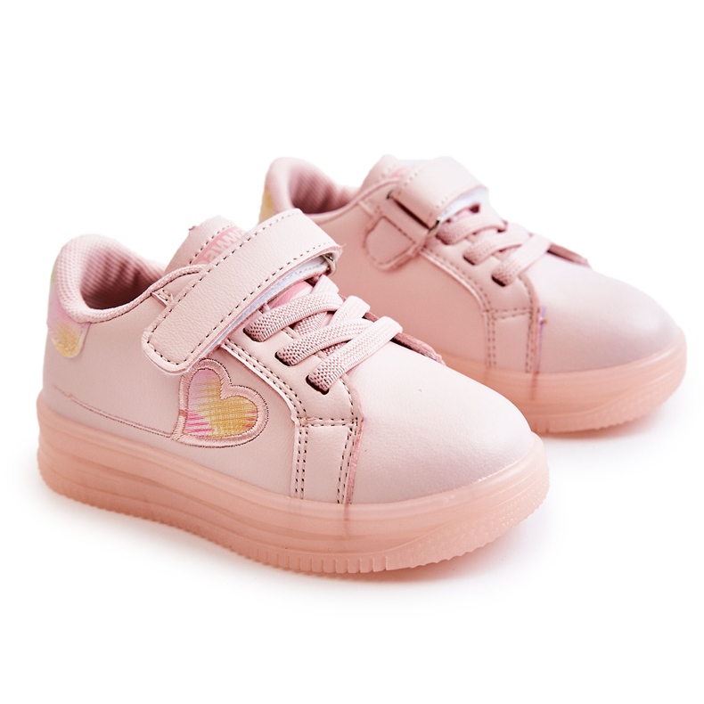 PA1 Scarpe Sportive Bambini In Pelle Con Velcro Baylene Rosa