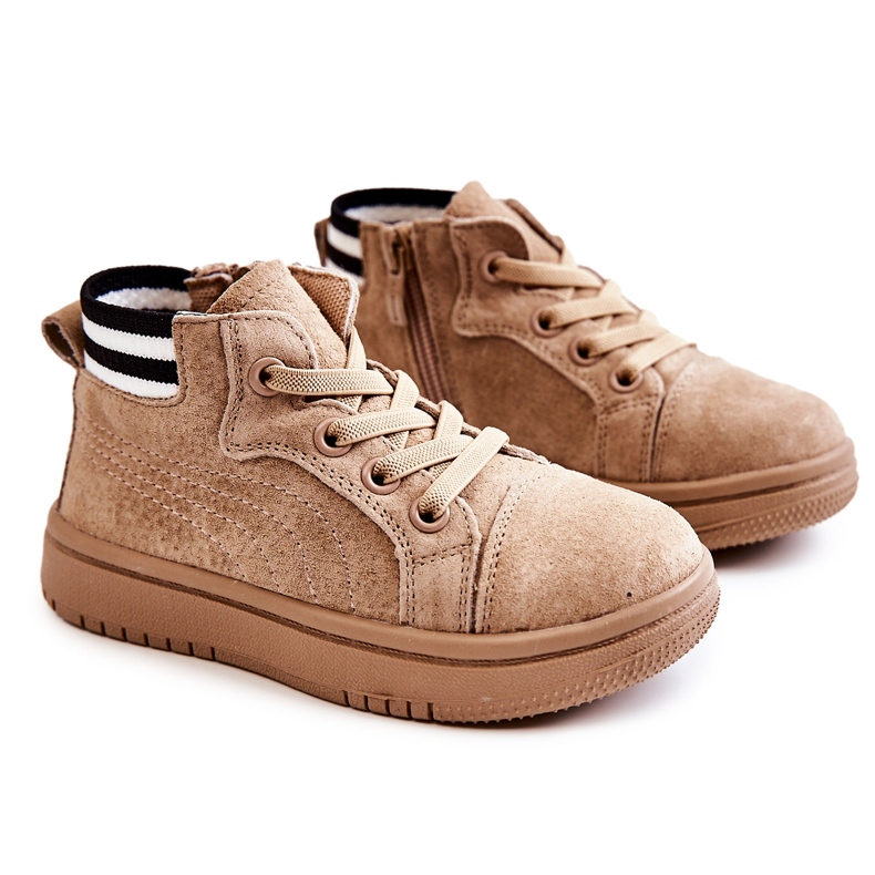 Sneakers Alte Per Bambini Beige Boone Con Cerniera