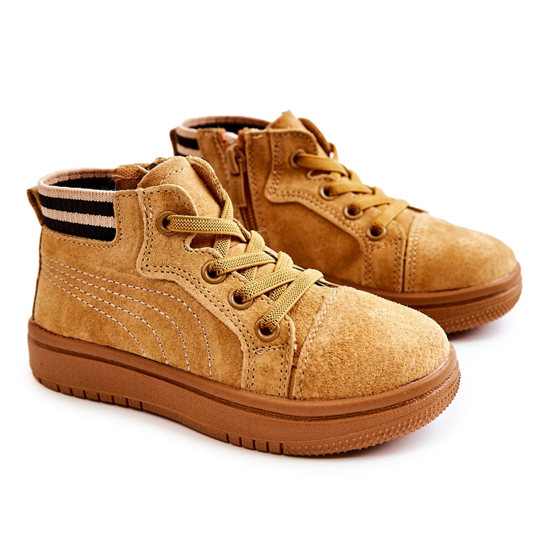 Sneakers alte per bambini con cerniera Camel Boone marrone