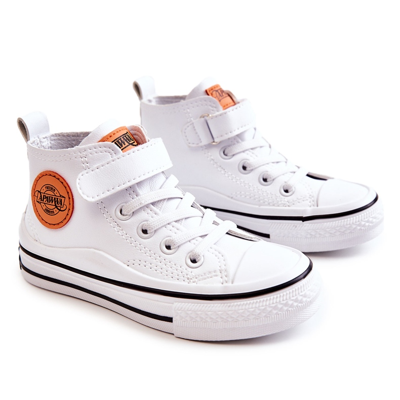 PA1 Sneakers Da Bambino In Pelle Con Velcro Bianco Bruni bianca