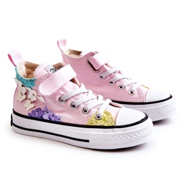 PA1 Sneakers alte da bambino in tessuto stampa Dorry rosa